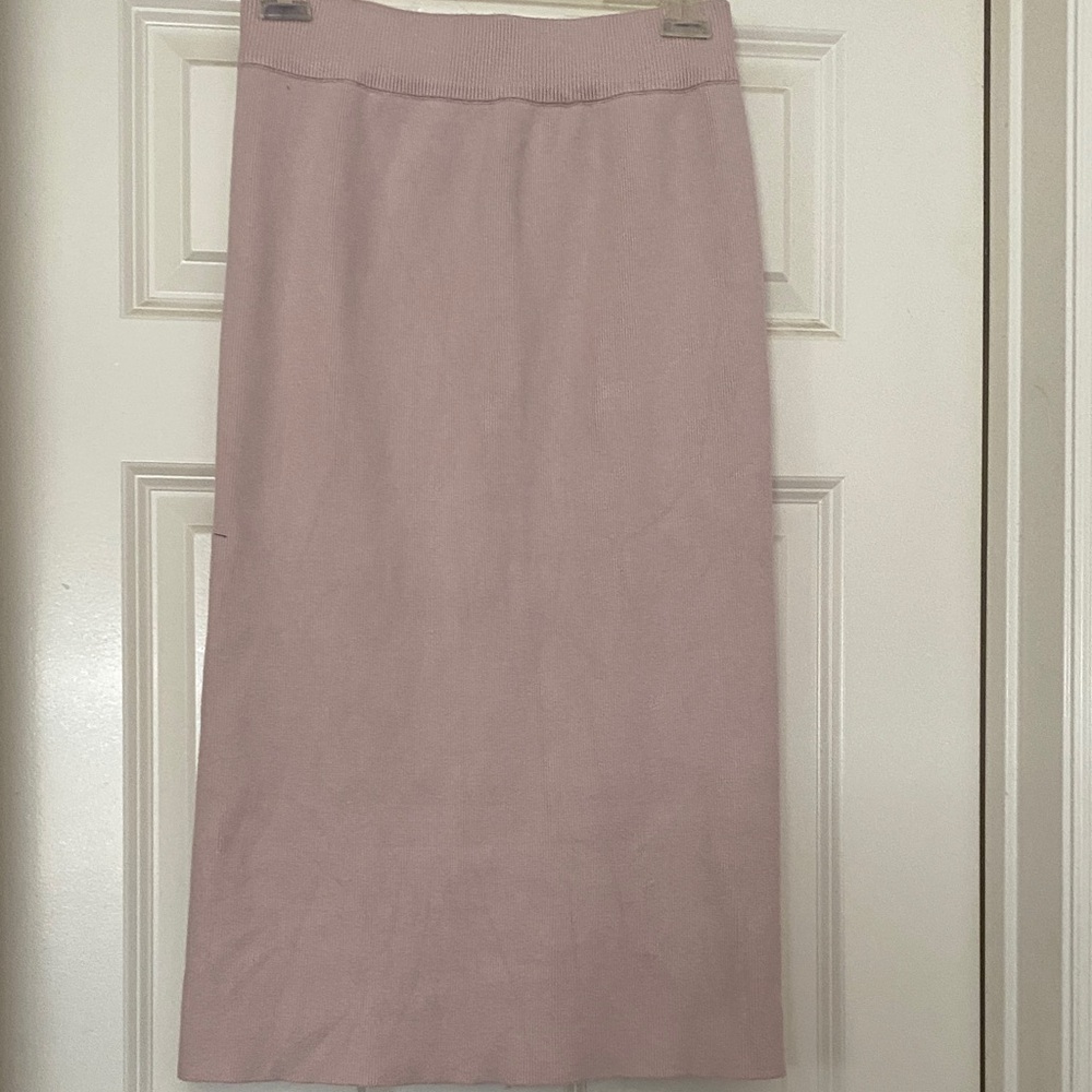 Allegra K Dusty Rose Knit Midi Skirt